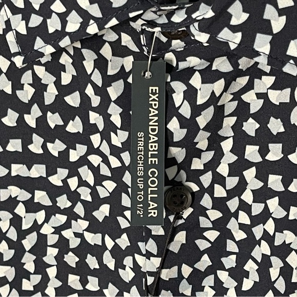 Perry Ellis stretch expandable collar short sleeve men shirt navy blue S NWT - Picture 4 of 10